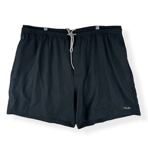 Huk Fishing Shorts Mens Size XXL Black Performance Athletic 5.5" Inseam NEW